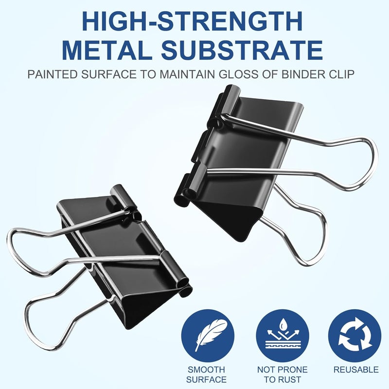 Baxrou Medium Binder Clips 1.25 Inch (48 Pack) with Container,Binder Clips Medium Size, Big Paper Clips Clamps, Clips for Paperwork, for Office and Home Supplies School, Black - Image 3